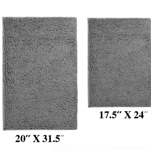 Set of plush microfiber chenille gray bathroom mats - Picture 7 of 7